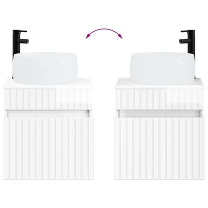 Wall-mounted Sink Vanity High Gloss White 49 x 44.5 x 66 cm