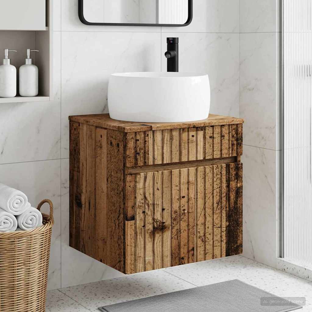 Wall-mounted Sink Vanity Old Wood 49 x 44.5 x 66 cm