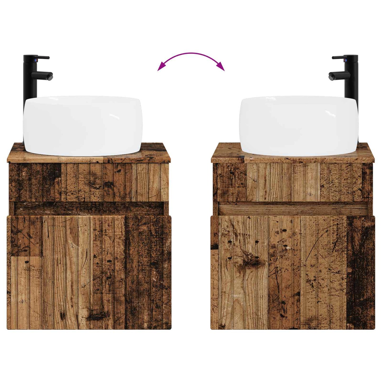 Wall-mounted Sink Vanity Old Wood 49 x 44.5 x 66 cm