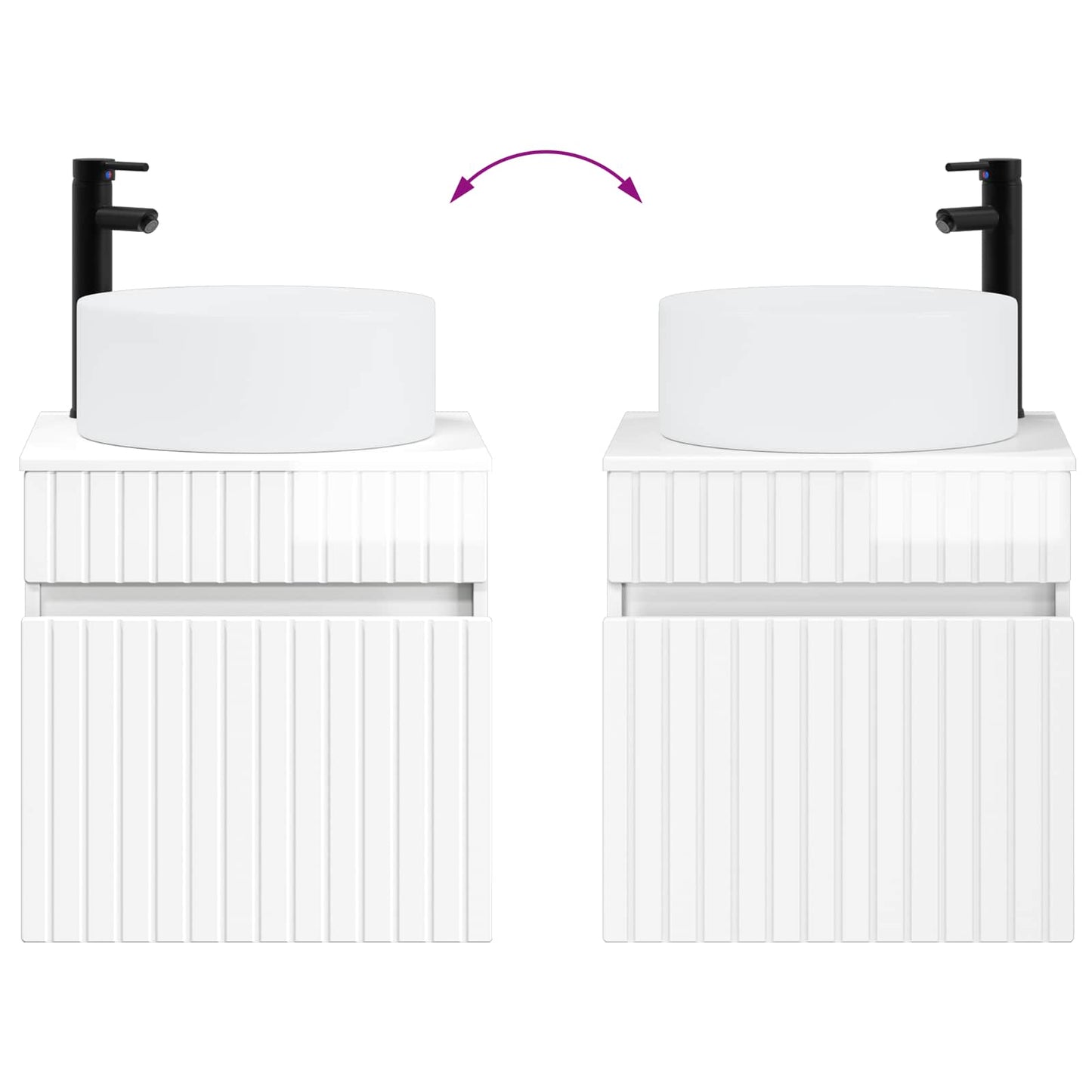 Wall-mounted Sink Vanity High Gloss White 49 x 44.5 x 65.5 cm