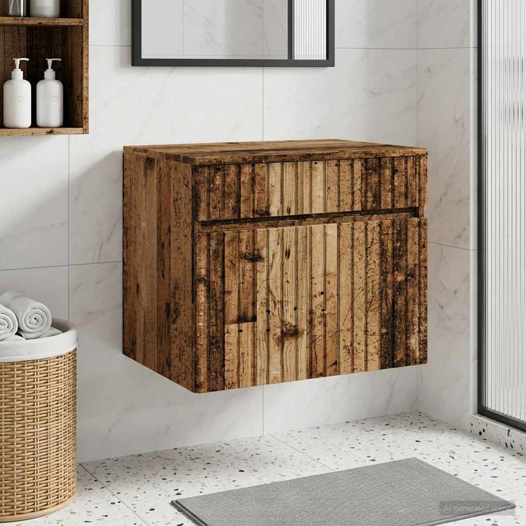 Wall-mounted Bathroom Cabinet Old Wood 59 x 44.5 x 50 cm