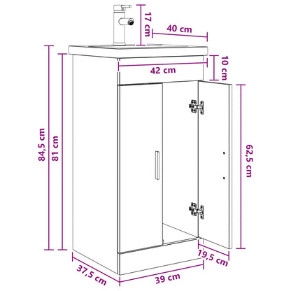 Bathroom Vanity with Sink Smoked Oak 42 x 40 x 84.5 cm