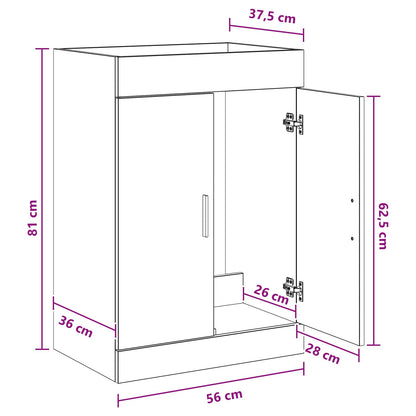 Bathroom Under Sink Cabinet Black Oak 56 x 37.5 x 81 cm
