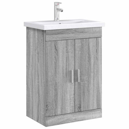 Bathroom Under Sink Cabinet Grey Sonoma 56 x 37.5 x 81 cm