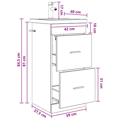 Bathroom Vanity with Sink Concrete Grey 42 x 40 x 84.5 cm
