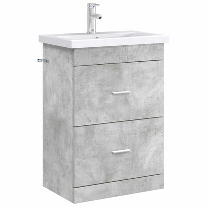 Bathroom Under Sink Cabinet Concrete Grey 56 x 37.5 x 81 cm