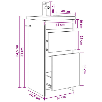 Bathroom Vanity with Sink White 42 x 40 x 84.5 cm