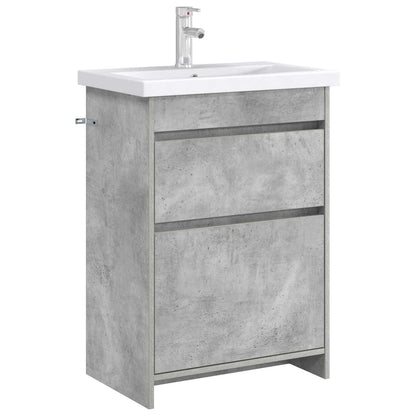 Bathroom Under Sink Cabinet Concrete Grey 56 x 37.5 x 81 cm