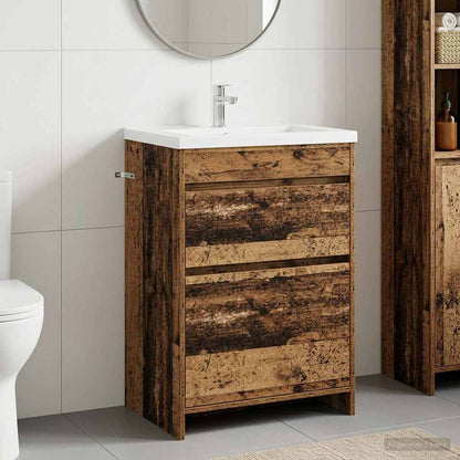Bathroom Under Sink Cabinet Old Wood 56 x 37.5 x 81 cm