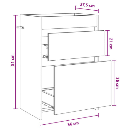 Bathroom Under Sink Cabinet Artisan Oak 56 x 37.5 x 81 cm