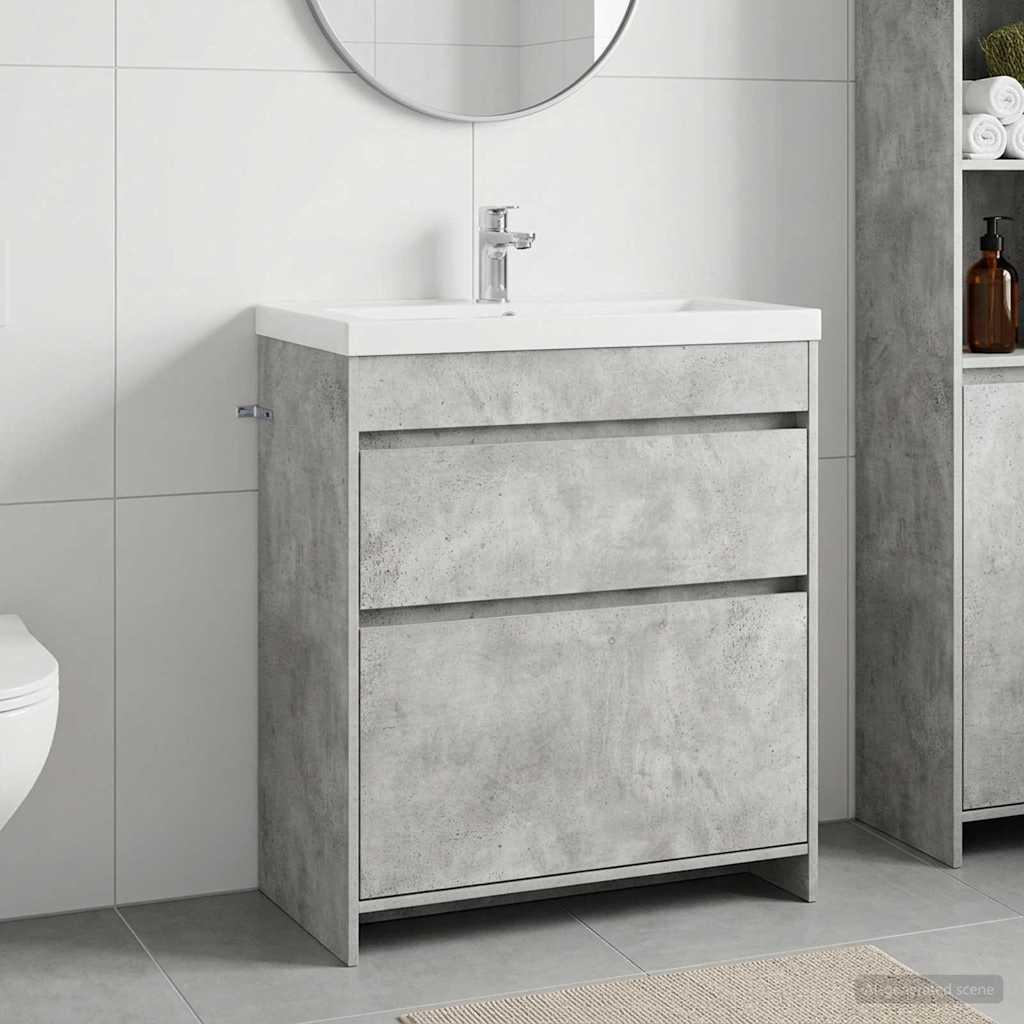 Bathroom Under Sink Cabinet Concrete Grey 78.5 x 37.5 x 81 cm