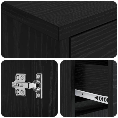 Bathroom Cabinet Black Oak 30 x 33 x 190 cm Engineered Wood