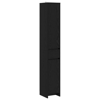Bathroom Cabinet Black Oak 30 x 33 x 190 cm Engineered Wood