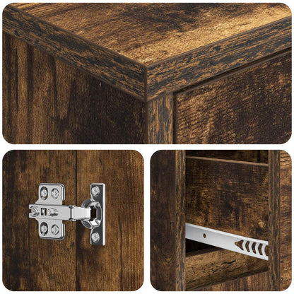 Bathroom Cabinet Smoked Oak 30 x 33 x 190 cm Engineered Wood