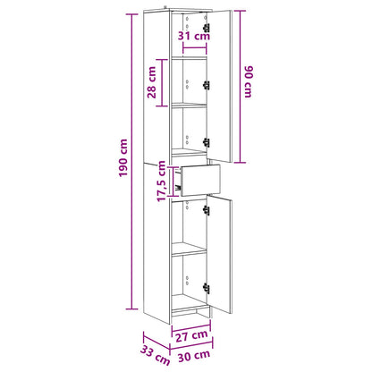 Bathroom Cabinet Grey Sonoma 30 x 33 x 190 cm Engineered Wood