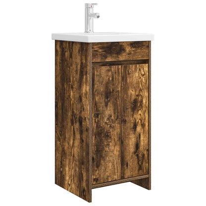 Bathroom Vanity with Sink Smoked Oak 42 x 40 x 84.5 cm