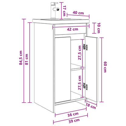 Bathroom Vanity with Sink Grey Sonoma 42 x 40 x 84.5 cm
