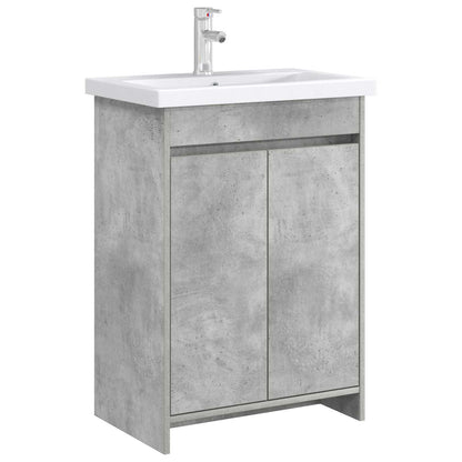 Bathroom Under Sink Cabinet Concrete Grey 56 x 37.5 x 81 cm