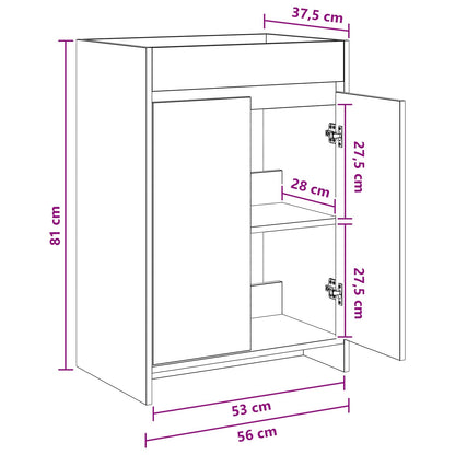 Bathroom Under Sink Cabinet Concrete Grey 56 x 37.5 x 81 cm