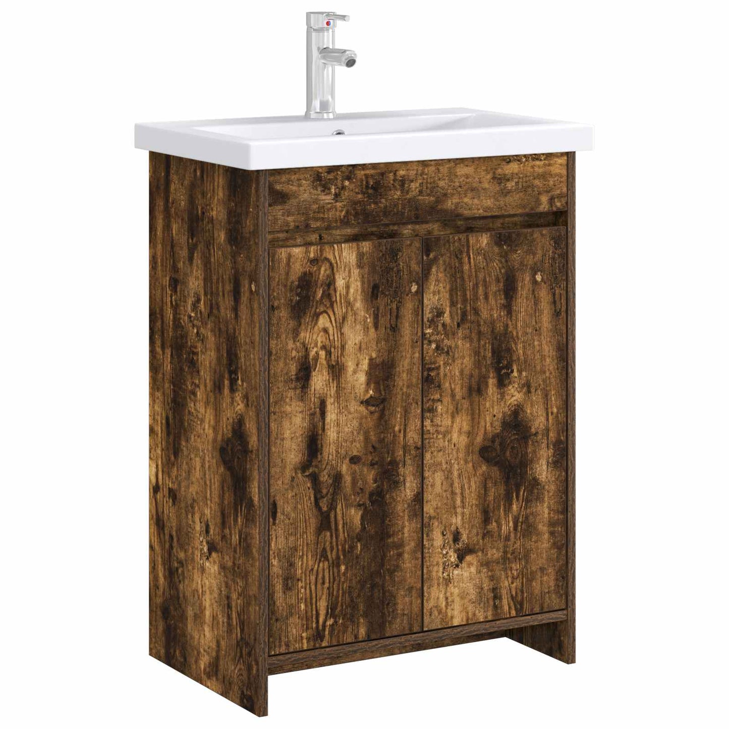 Bathroom Under Sink Cabinet Smoked Oak 56 x 37.5 x 81 cm
