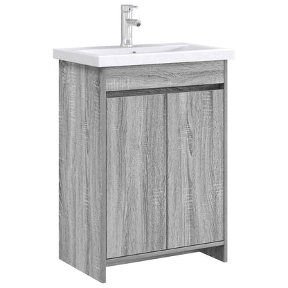 Bathroom Under Sink Cabinet Grey Sonoma 56 x 37.5 x 81 cm
