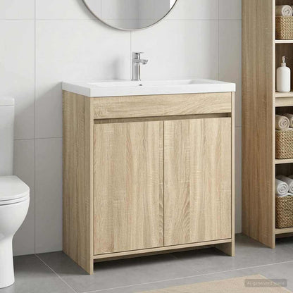 Bathroom Under Sink Cabinet Sonoma Oak 78.5 x 37.5 x 81 cm