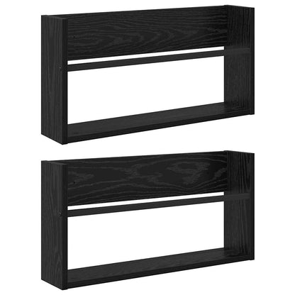 Magazine Rack 2 pcs Black Oak 60 x 12 x 30 cm Engineered Wood