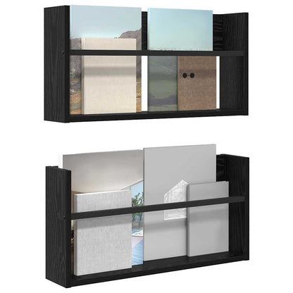 Magazine Rack 2 pcs Black Oak 60 x 12 x 30 cm Engineered Wood