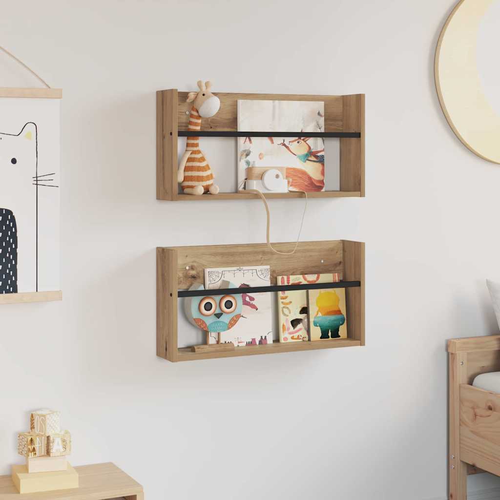 Magazine Rack 2 pcs Artisan Oak 60 x 12 x 30 cm Engineered Wood