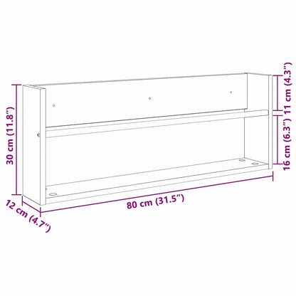 Magazine Rack 2 pcs Black Oak 80 x 12 x 30 cm Engineered Wood