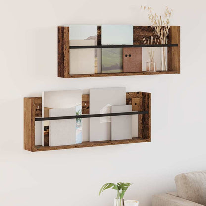 Magazine Rack 2 pcs Old Wood 80 x 12 x 30 cm Engineered Wood