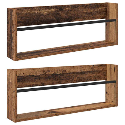 Magazine Rack 2 pcs Old Wood 80 x 12 x 30 cm Engineered Wood