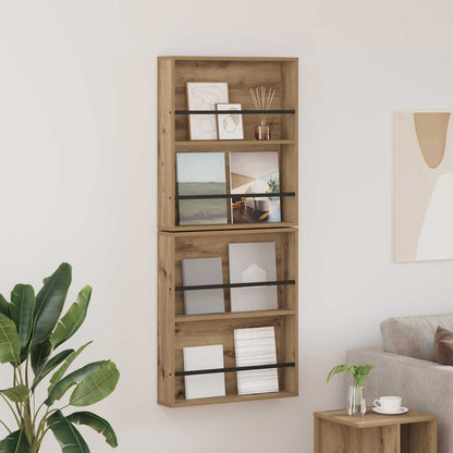 Magazine Rack 2 pcs Artisan Oak 60 x 12 x 70 cm Engineered Wood