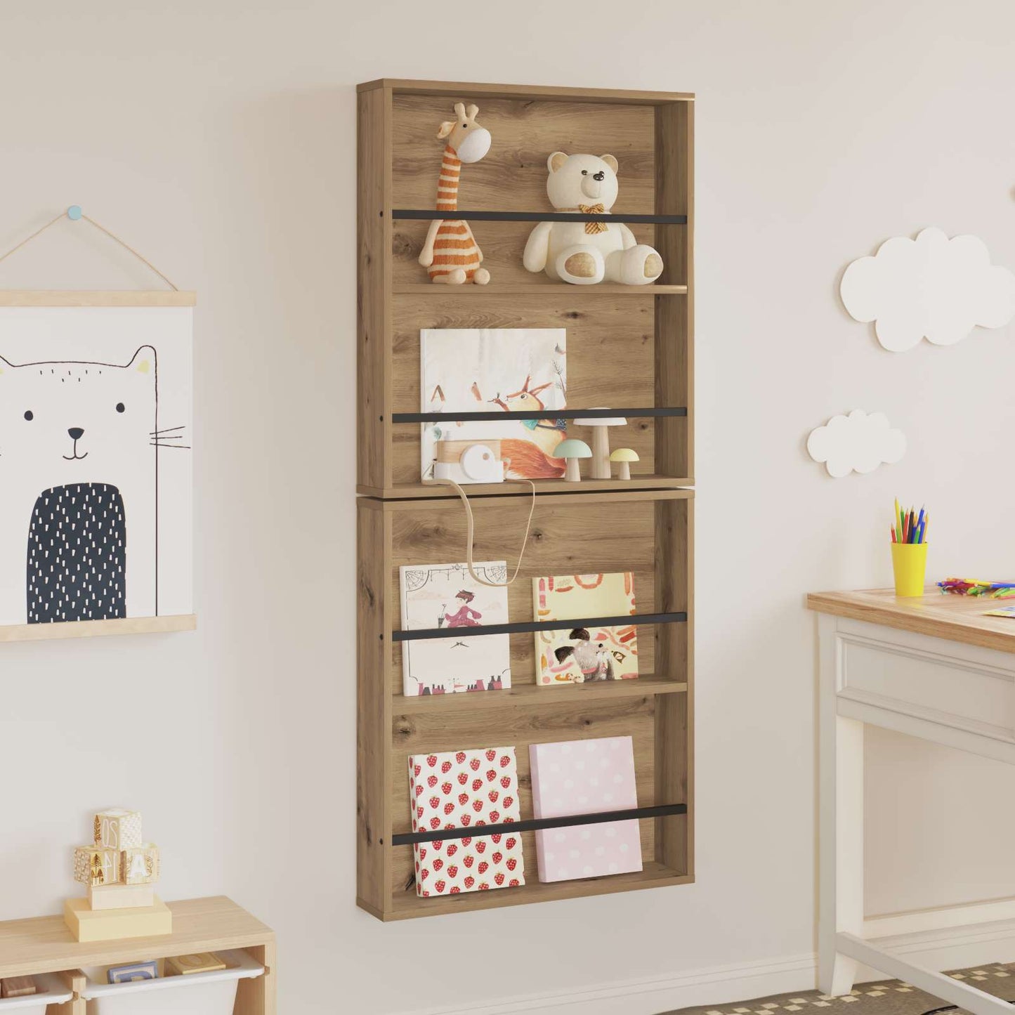 Magazine Rack 2 pcs Artisan Oak 60 x 12 x 70 cm Engineered Wood