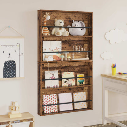 Magazine Rack 2 pcs Old Wood 80 x 12 x 70 cm Engineered Wood