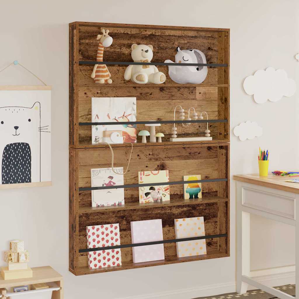 Magazine Rack 2 pcs Old Wood 100 x 12 x 70 cm Engineered Wood
