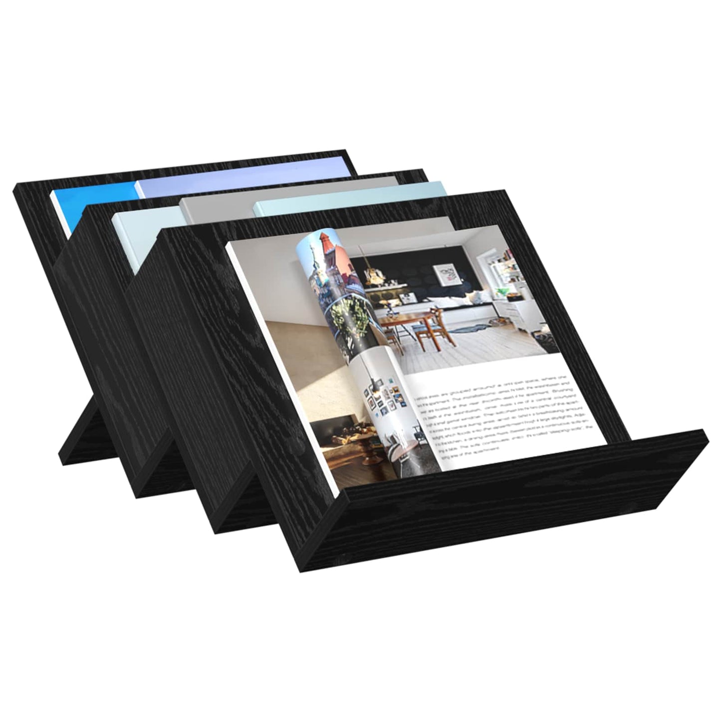 Magazine Rack Black Oak 53 x 40 x 28.5 cm Engineered Wood
