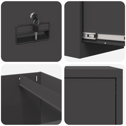 File Cabinet Geometric Black 44 x 50 x 139 cm Cold-Rolled Steel