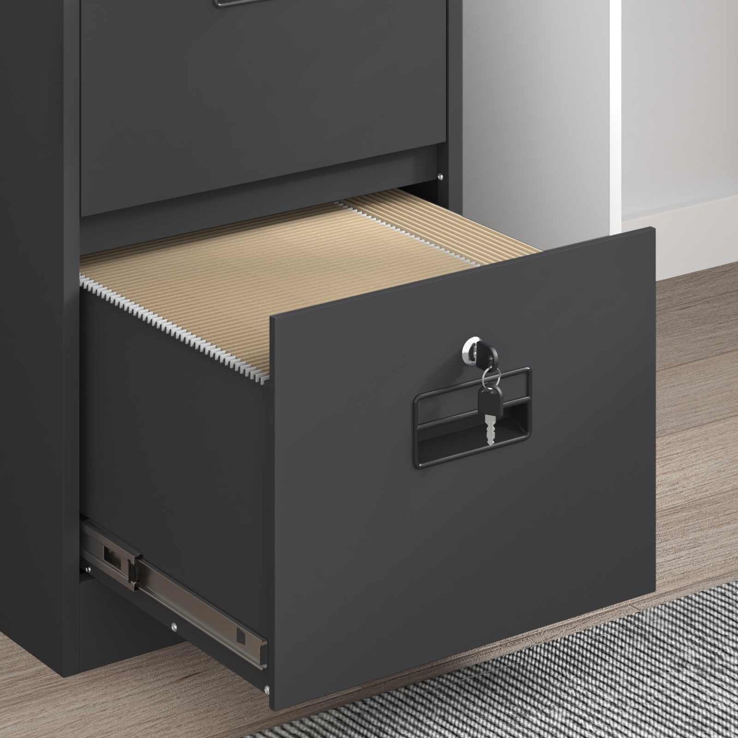 File Cabinet Geometric Black 44 x 50 x 139 cm Cold-Rolled Steel
