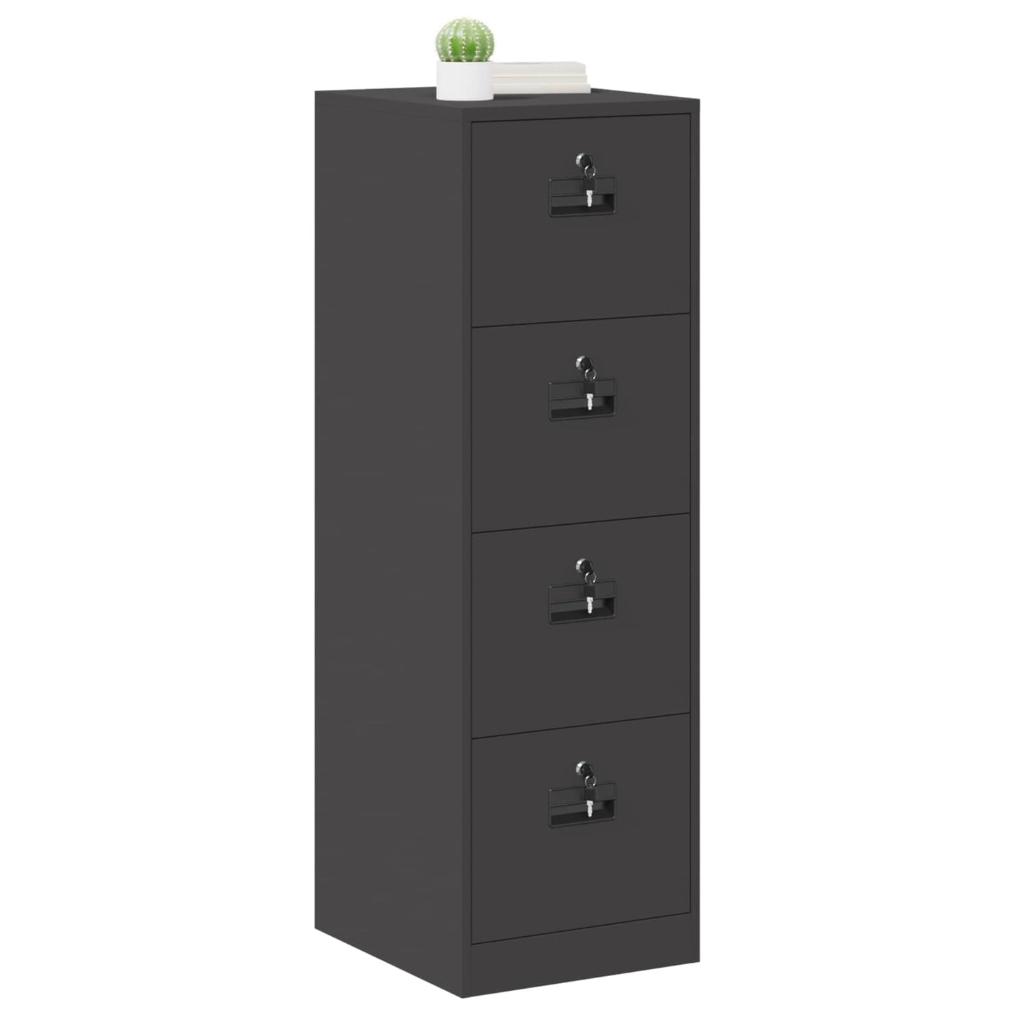 File Cabinet Geometric Black 44 x 50 x 139 cm Cold-Rolled Steel