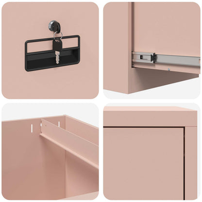 File Cabinet with Shelf Pink 44 x 50 x 139 cm Cold-Rolled Steel