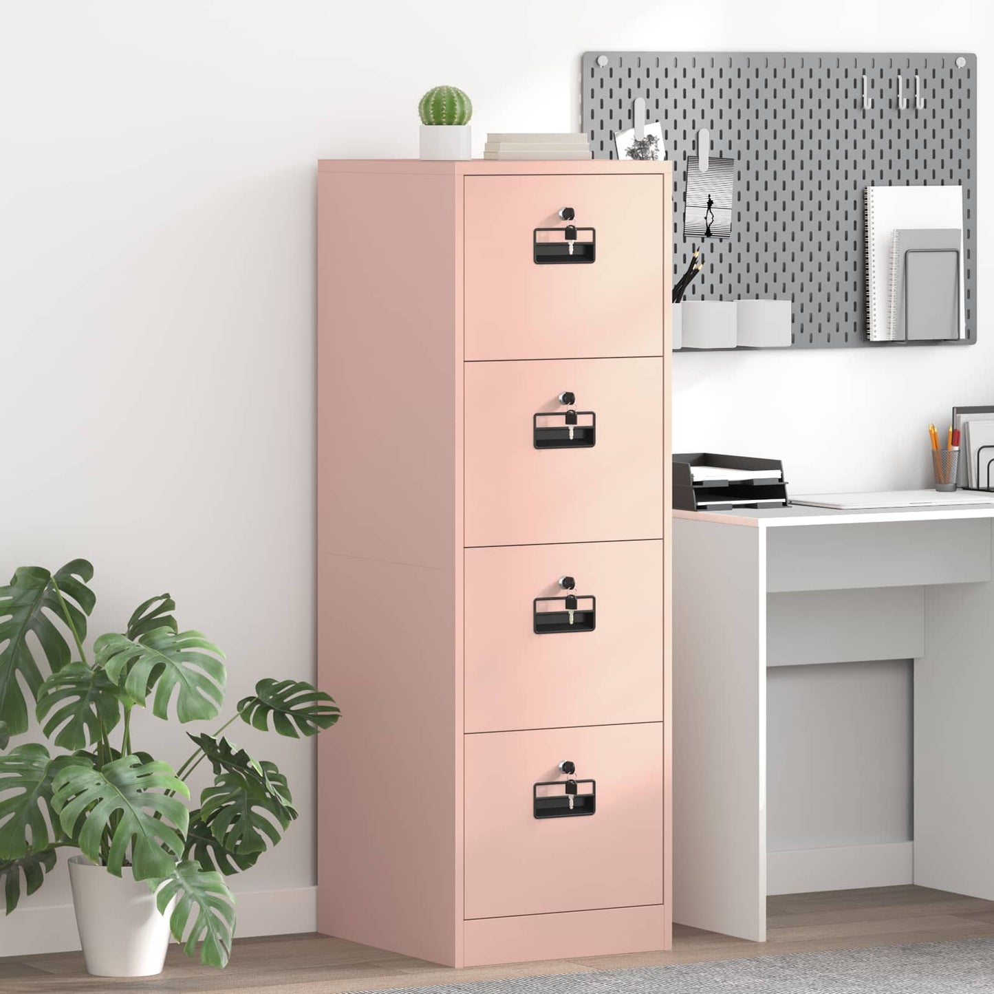 File Cabinet with Shelf Pink 44 x 50 x 139 cm Cold-Rolled Steel