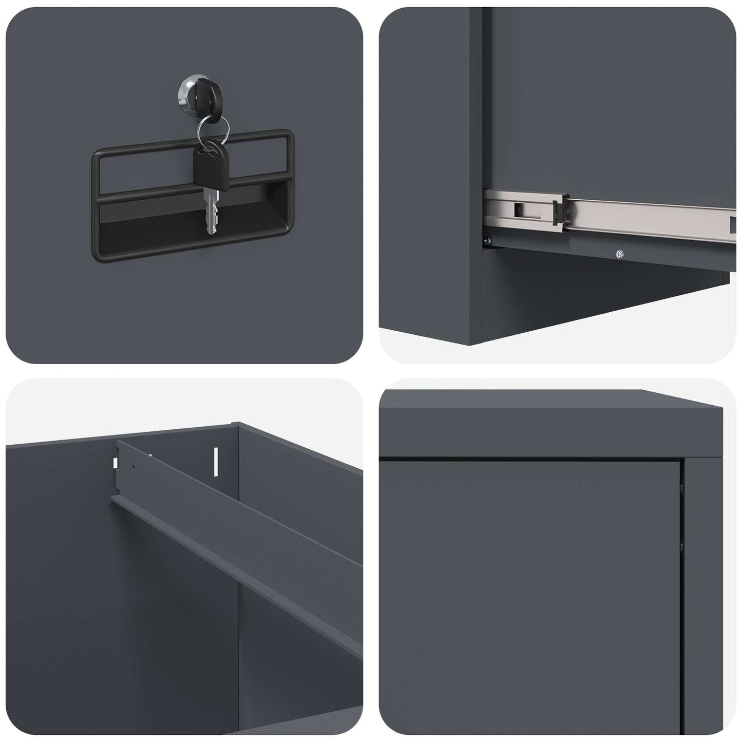 File Cabinet Anthracite 44 x 50 x 139 cm Cold-Rolled Steel