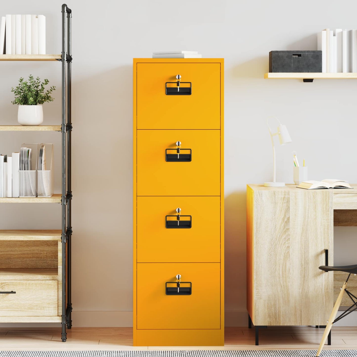 File Cabinet Mustard Yellow 44 x 50 x 139 cm Cold-Rolled Steel