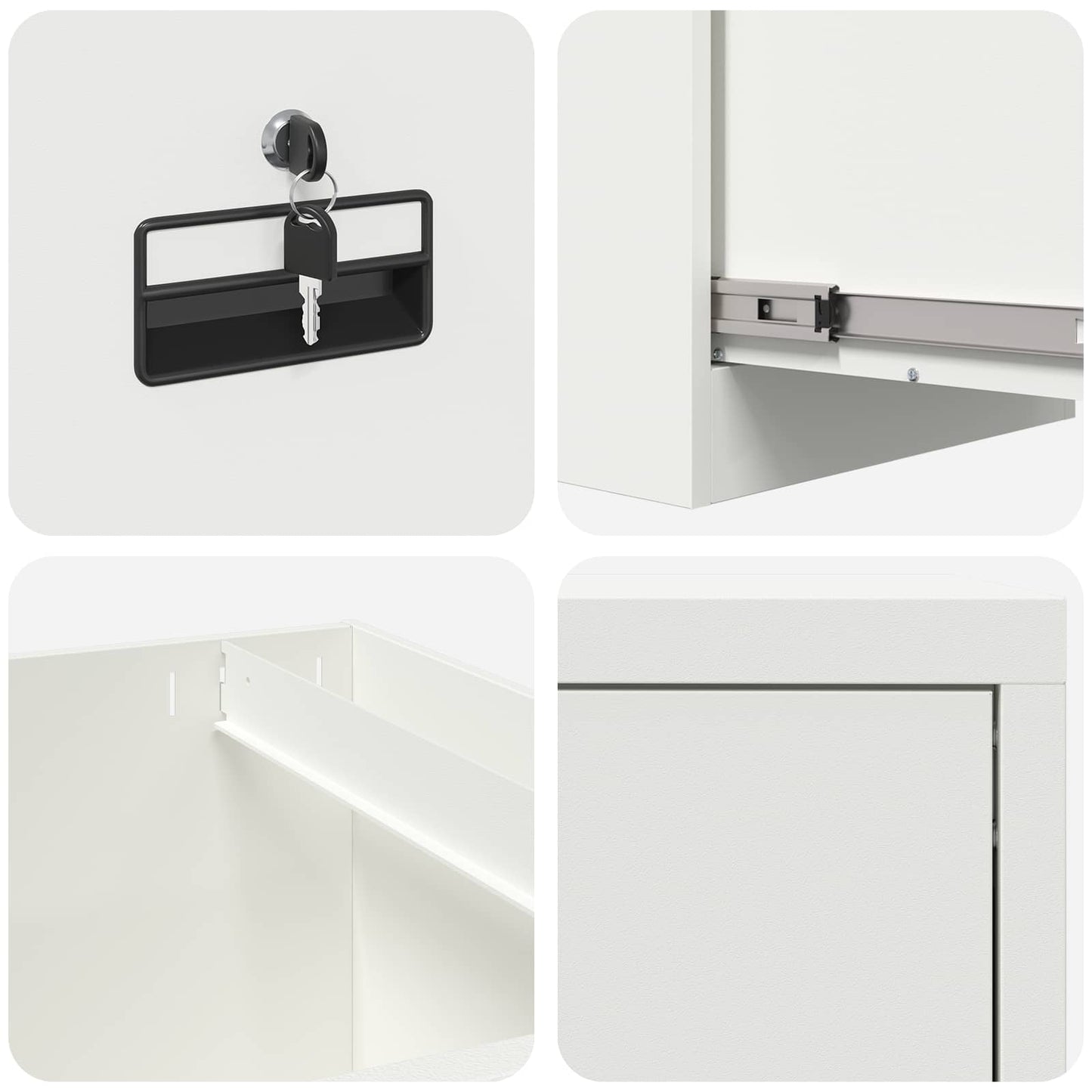 File Cabinet Geometric White 44 x 50 x 139 cm Cold-Rolled Steel