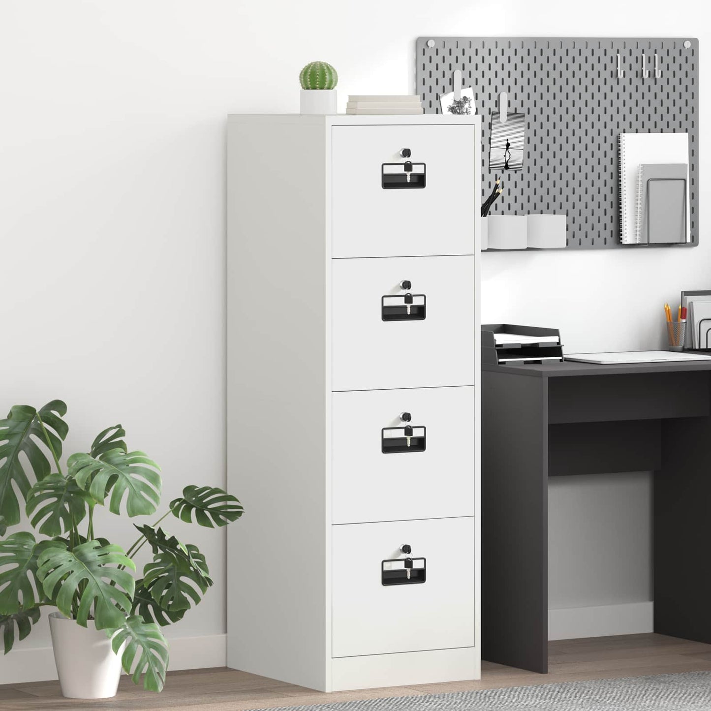 File Cabinet Geometric White 44 x 50 x 139 cm Cold-Rolled Steel