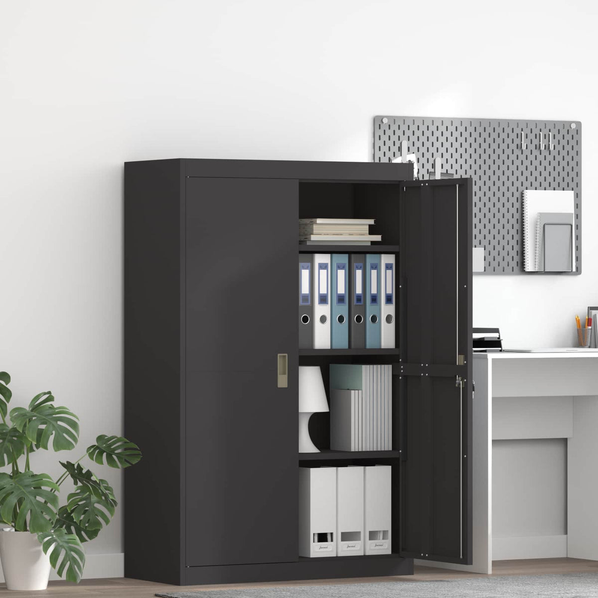 Storage Cabinet Black 90 x 40 x 140 cm Steel