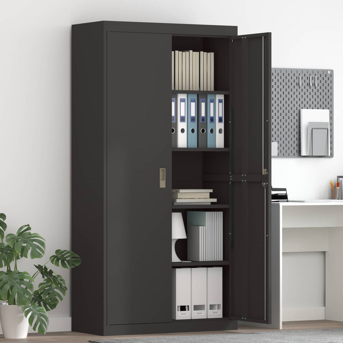 Storage Cabinet Black 90 x 40 x 180 cm Steel