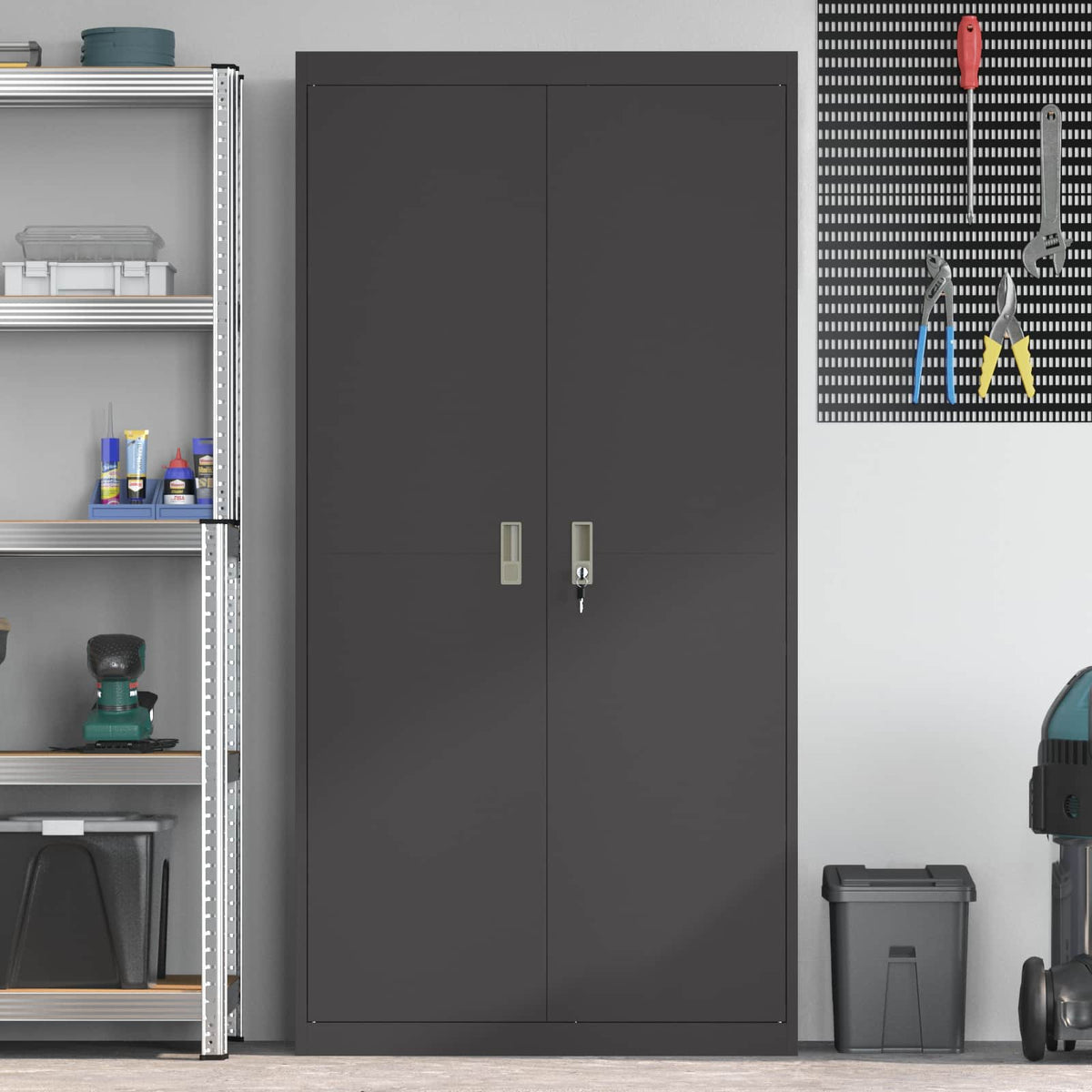 Storage Cabinet Black 90 x 40 x 180 cm Steel