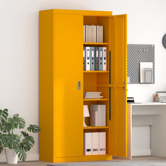 Storage Cabinet Mustard Yellow 90 x 40 x 200 cm Steel